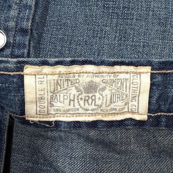 Ralph Lauren Double RRL Denim Shirt Mens XL Slim Fit Western Pearl Snap Cowboy - Picture 11 of 14
